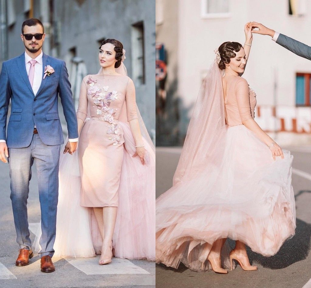 vintage pink wedding dress