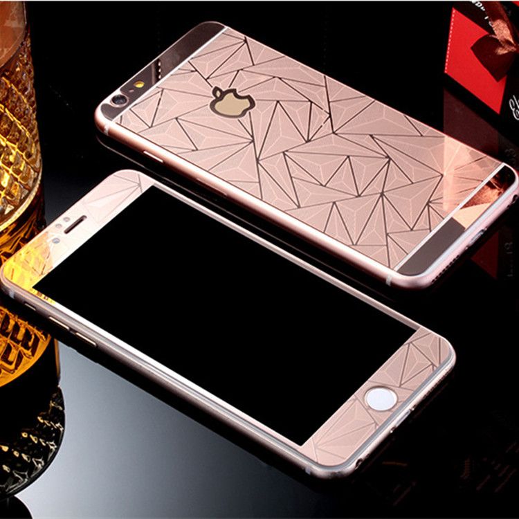 3d Diamond Color Plating Tempered Glass For Iphone7 6s 6 6plus 5s Mirror Front And Back Screen Protector With Good Retail Box