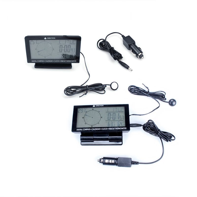 Multi Function LCD Digital Car Compass With Clock Temperature Voltage