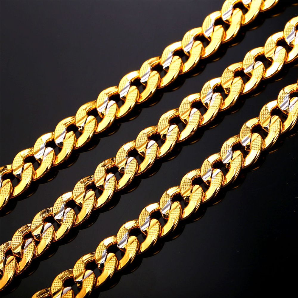 Best Quality 9MM Gold Chain For Men/Women Platinum/18K Gold Plated Two ...