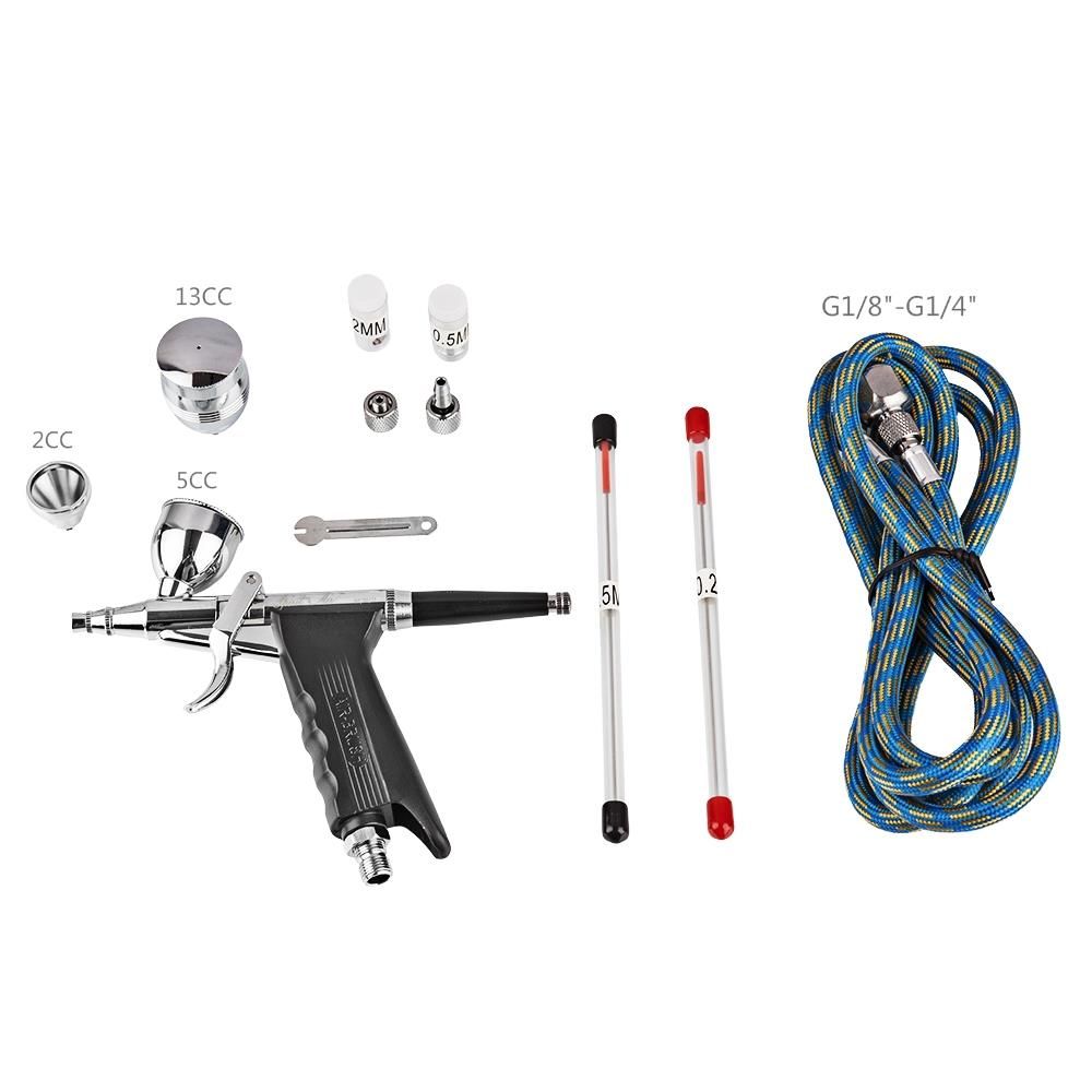 Dual Action Airbrush Kit Needle Air Brush Spray Gun Paint Art 0.2mm//0.3mm//0.5mm