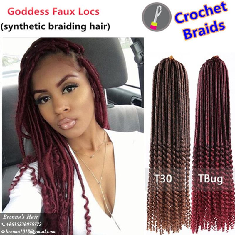 2019 synthetic two tone ombre goddess faux locs curly crochet braid
