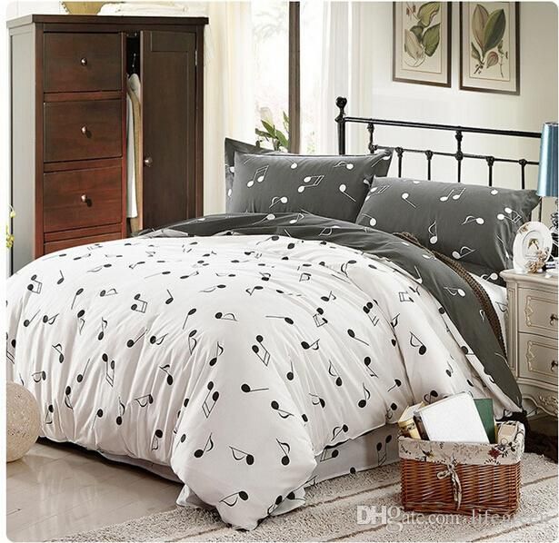 Wholesale 100% Cotton Modern Pink Grey Music Note Bedding ...
