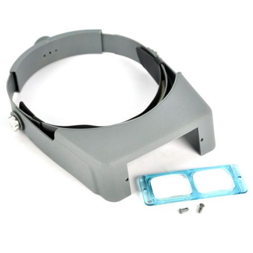 4 Lens Head Band Binocular Magnifier Optivisor Headset Light Lamp Head Band Set 4x Lighted