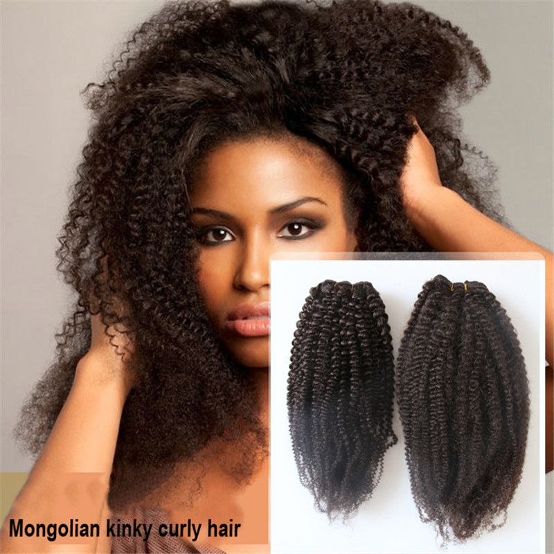 Mongolian Kinky Curly Hair Weave Human Hair Extensions Afro Kinky