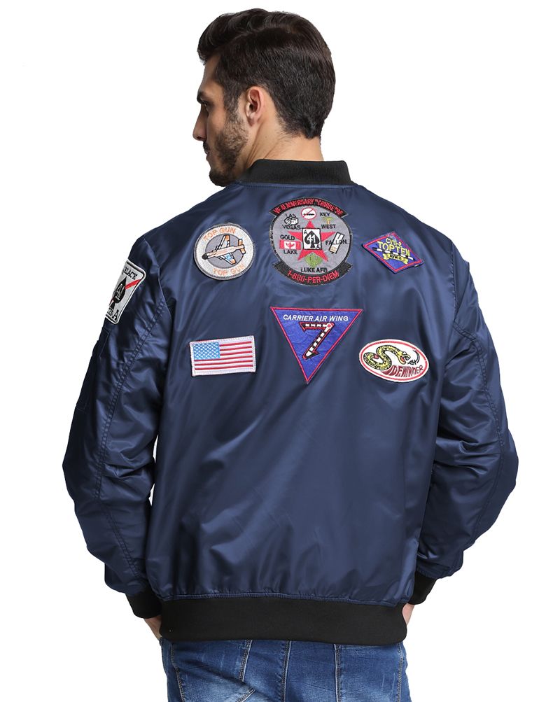 Compre Parches De Los Hombres Top Gun Militar Ejército Verde Letterman Air  Force Windbreak Chaqueta Piloto Bomber Vuelo Chaqueta A001 A 26,98 € Del  Efashional | Es.Dhgate.Com