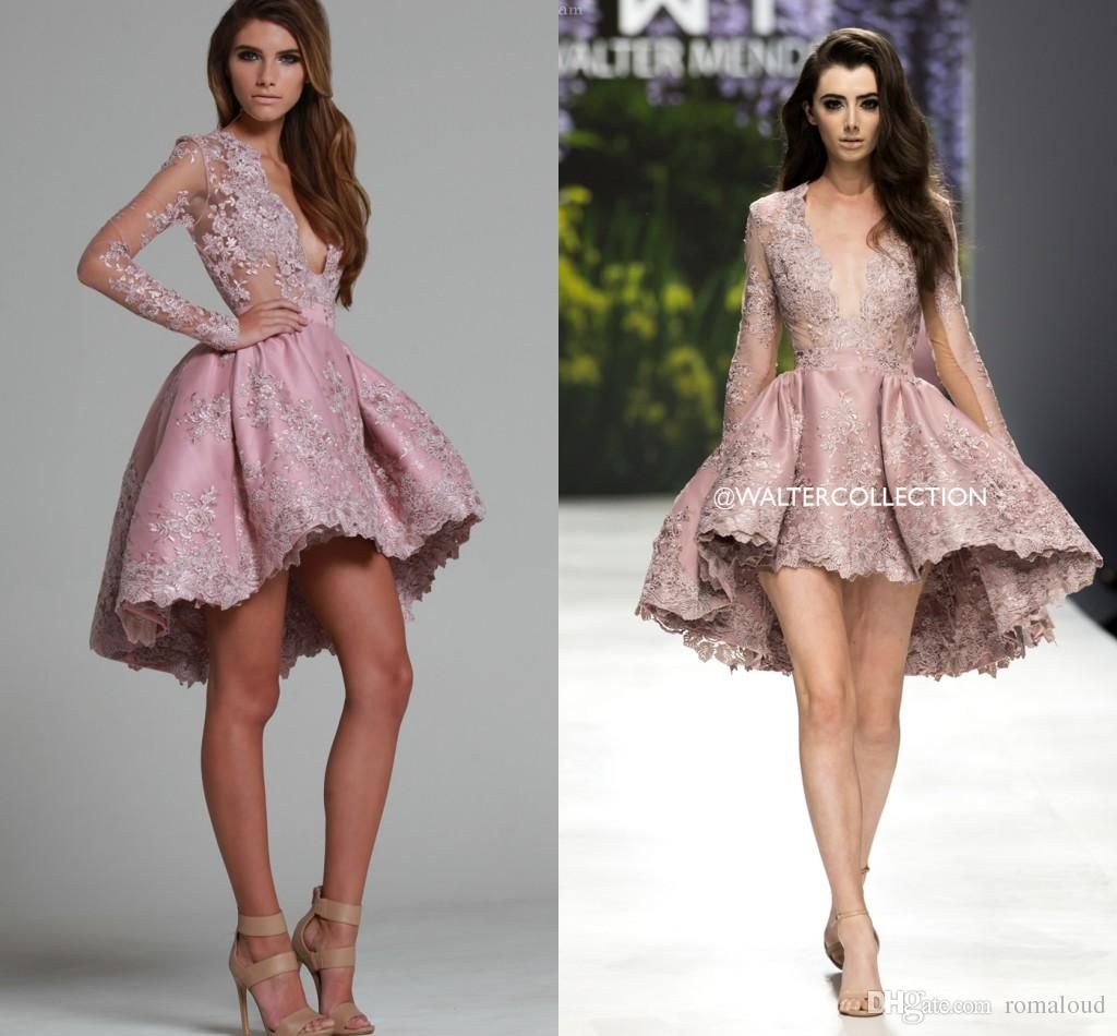 blush lace cocktail dress