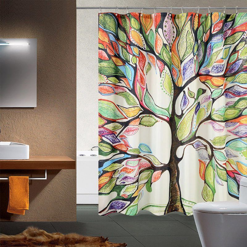 2018 Whole Big Colorful Tree Design Pattern Bath Waterproof 2018 Whole Big Colorful Tree Design Pattern Bath Waterproof Polyester Fabric Shower Curtain Hooks Bathroom Tool From Sophine11 51 98 Dhgate Com