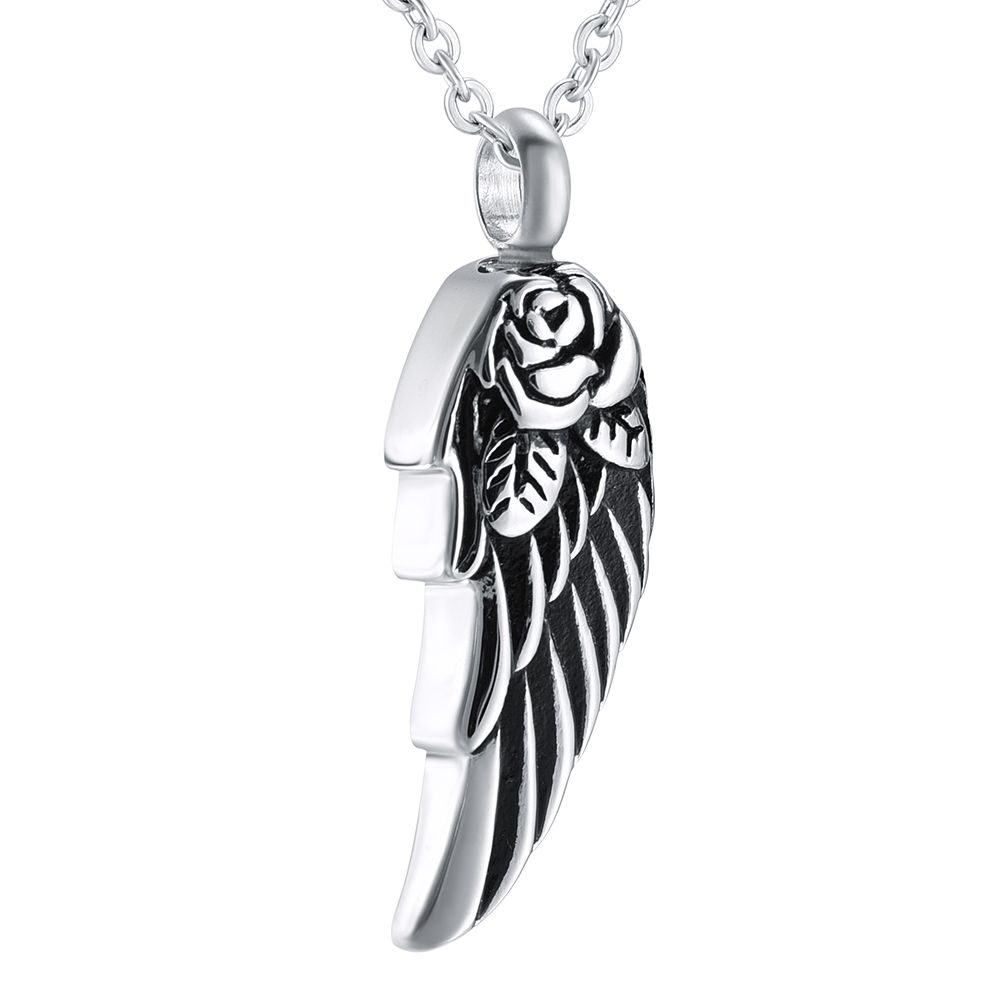 Whole Ijd8371 Angel Wing Feather Ash Holder Urn Memorial Jewelry Whole Ijd8371 Angel Wing Feather Ash Holder Urn Memorial Jewelry Hold Ashes Cremation Neckalce Pendant Funeral Casket Silver