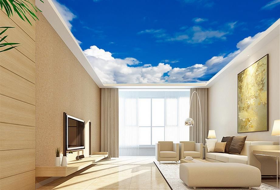 European Style 3d Insulation For Ceiling Blue Sky And White Clouds Stereoscopic Wallpaper For Bedroom Walls Wallpaper For Ceilings Canada 2019 From