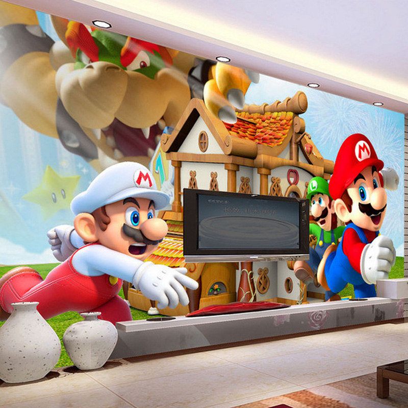 Compre Super Mario Net Parede Pano De Fundo Sem Costura Papel De