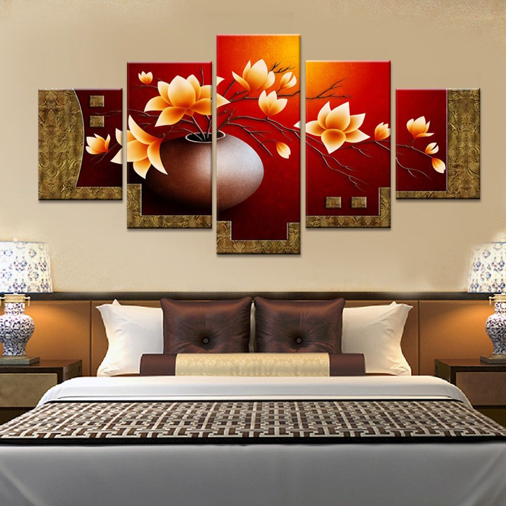 2017 Magnolia Flower Vase Canvas Print Oil Painting Wall Pictures