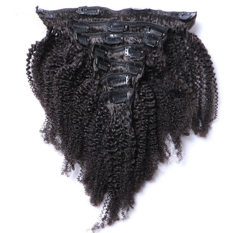 Afro Kinky Curly Clip In Human Hair Extensions Mongolian Virgin Kinky