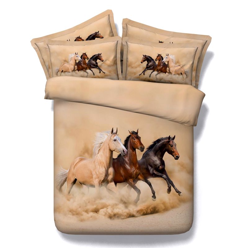Galloping Horse 4 Parts Set Bed Sheet Tencel Cotton Digital 3d Galloping Horse 4 Parts Set Bed Sheet Tencel Cotton Digital 3d Print All The Seasons Bedding Sets For Comforters From Sdjyangming
