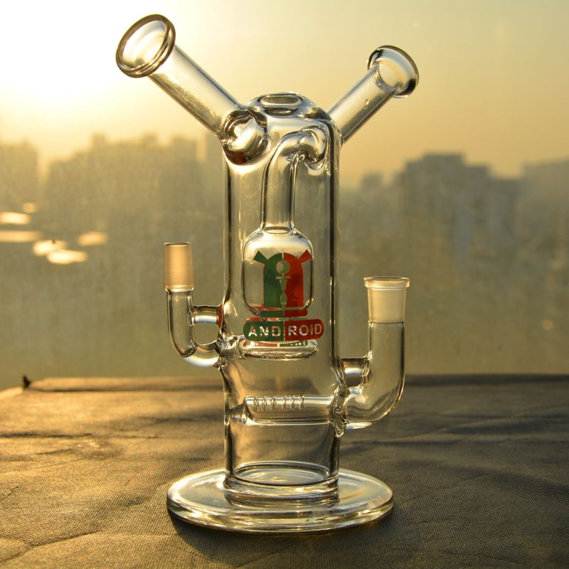 2019 Unique Double Mouthpieces And Joints Glass Bongs Best Recycler