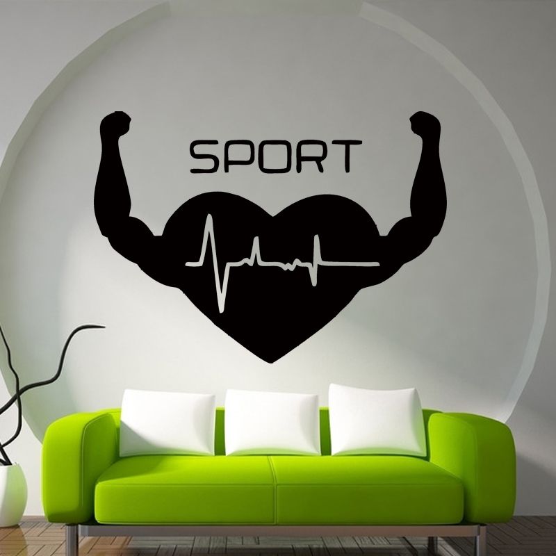 sport heart health fitness gym exercise wall art stickers decals