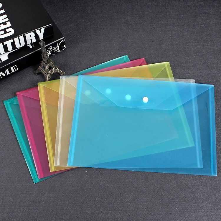 2019 a4 transparent paper plastic file bag snaps pvc transparent