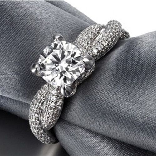 Erstaunliche Qualität 2CT Ausgezeichnete VVS1 synthetische Diamant-Hochzeit Ring für Frau White Gold-Abdeckung für immer Brilliant Schmuck für Freundin