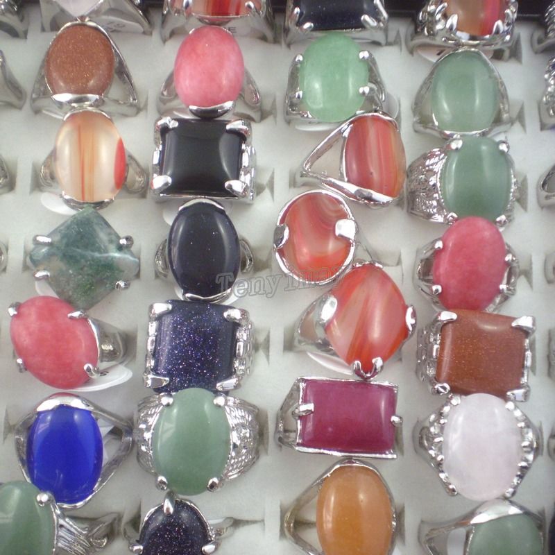 2021 Natural Gemstone Rings Mixed Size Fashion Costume Rings Womens Finger Rings Pack Of From