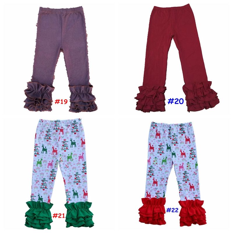 Kids Christmas Icing Ruffle Leggings Baby Girls Cotton 3layers Ruffle