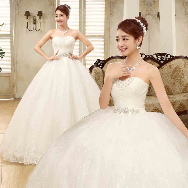 Discount 2017 New White Bride Sexy Pleats Strapless Gown ...