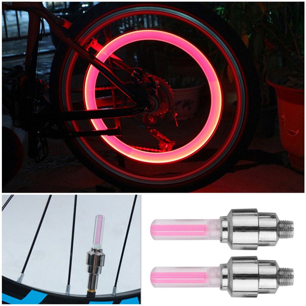2 x Flash Tyre Wheel Valve Cap Lights LED Lamps for Car Bicycle Motorcycle Newly