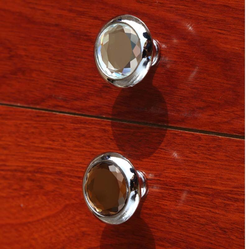 2019 Modern Simple Glass Drawer Cabinet Knobs Pulls Brown Clear