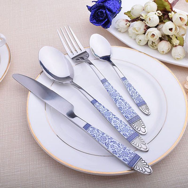 Set China Blue And White Tableware Ceramic Flower Quality Silver