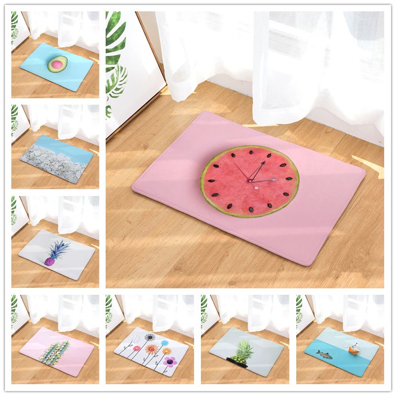 Watermelon Ice Cream Fruit Flowers Plant Patterns Floor Mats Watermelon Ice Cream Fruit Flowers Plant Patterns Floor Mats Bathroom Kitchen Carpets Doormats Cat Mat Living Room Anti Slip Tapete Frieze Area Rugs