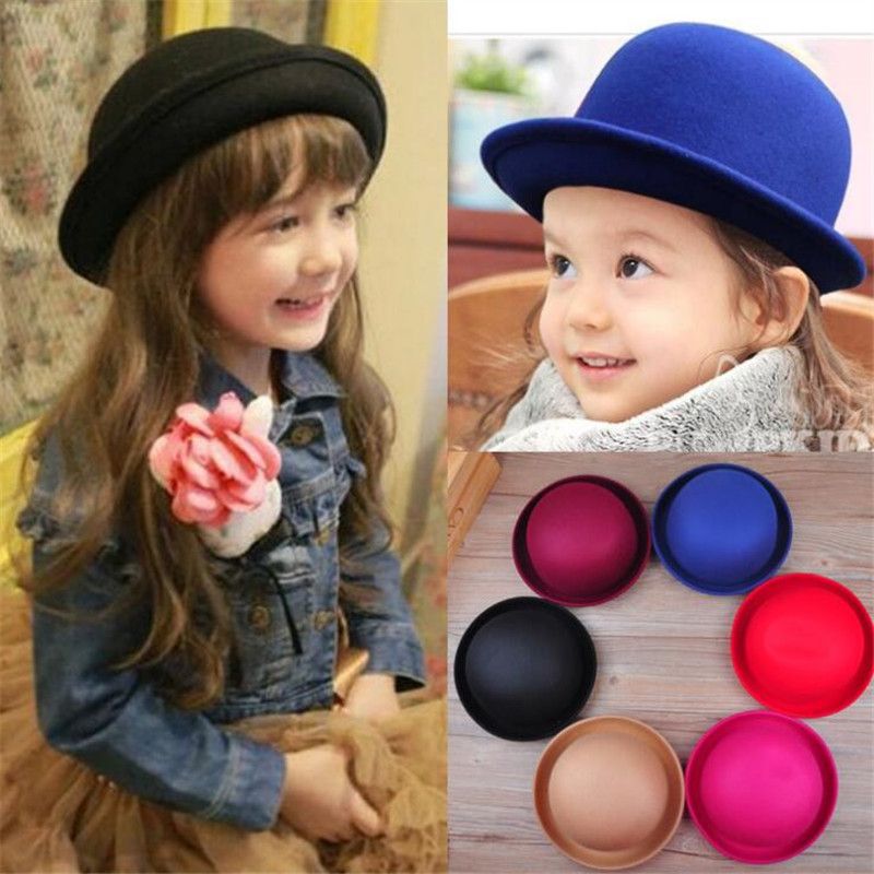 New Retail Little Girls Fedora Hat Dome Cap Children Dress Hats Kids