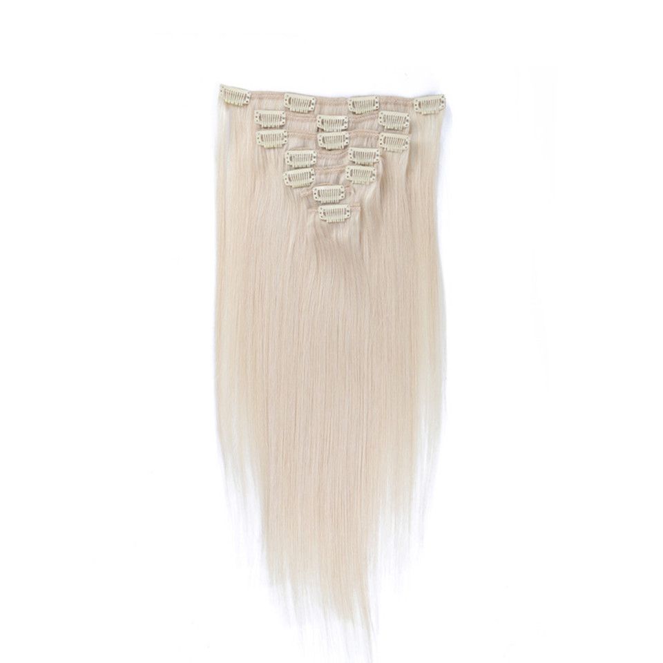Color 60 Clip In Human Hair Extensions Blonde Human Hair Clip In