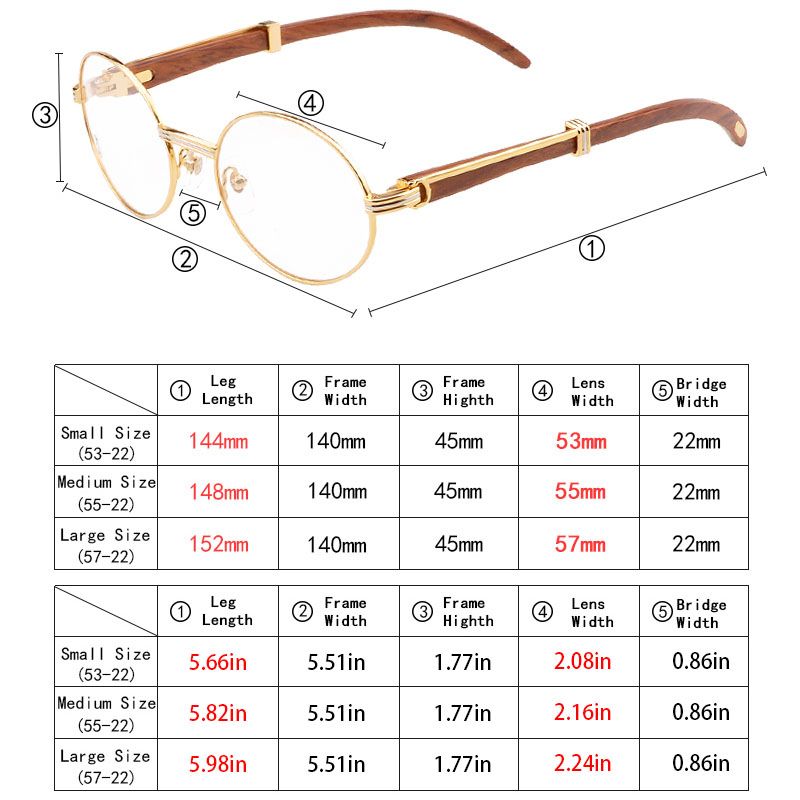 High Quality Prescription Eyeglasses Optics Glasses Metal Frame Wooden