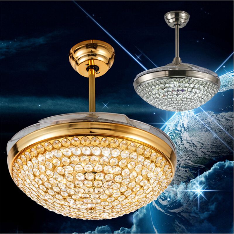 2018 42 Inch Led Crystal Ceiling Fans Light Chrome Finished Modern 2018 42 Inch Led Crystal Ceiling Fans Light Chrome Finished Modern Fan Lamp Chandelier With Remote Control Acrylic Retractable Blades From Ok360