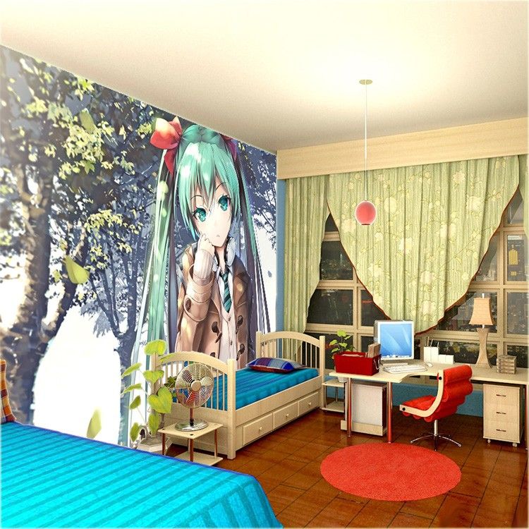 Hatsune Miku Wallpaper Custom 3D Photo Wallpaper For Walls Anime Girls