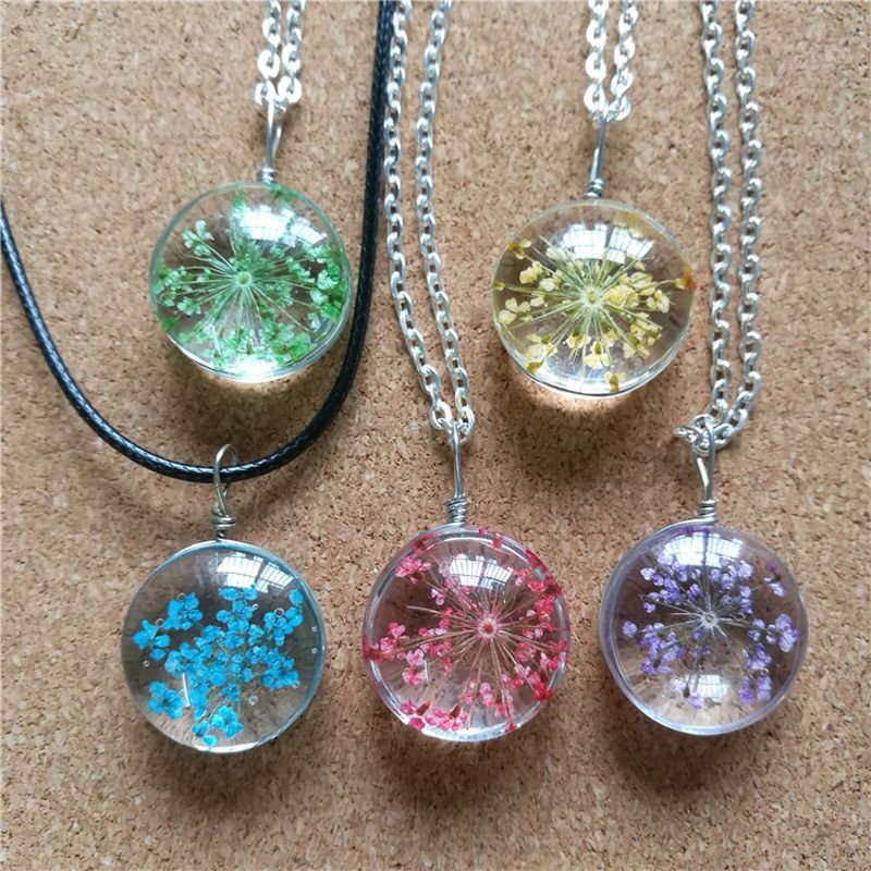 Whole Diy Glass Pendants Snow Pearl Flower Necklaces Plant Whole Diy Glass Pendants Snow Pearl Flower Necklaces Plant Necklace For Women Original Pendant Jewelry Silver