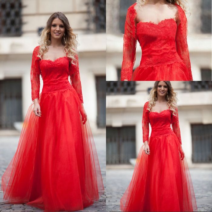 Red Tulle with Lace Dresses