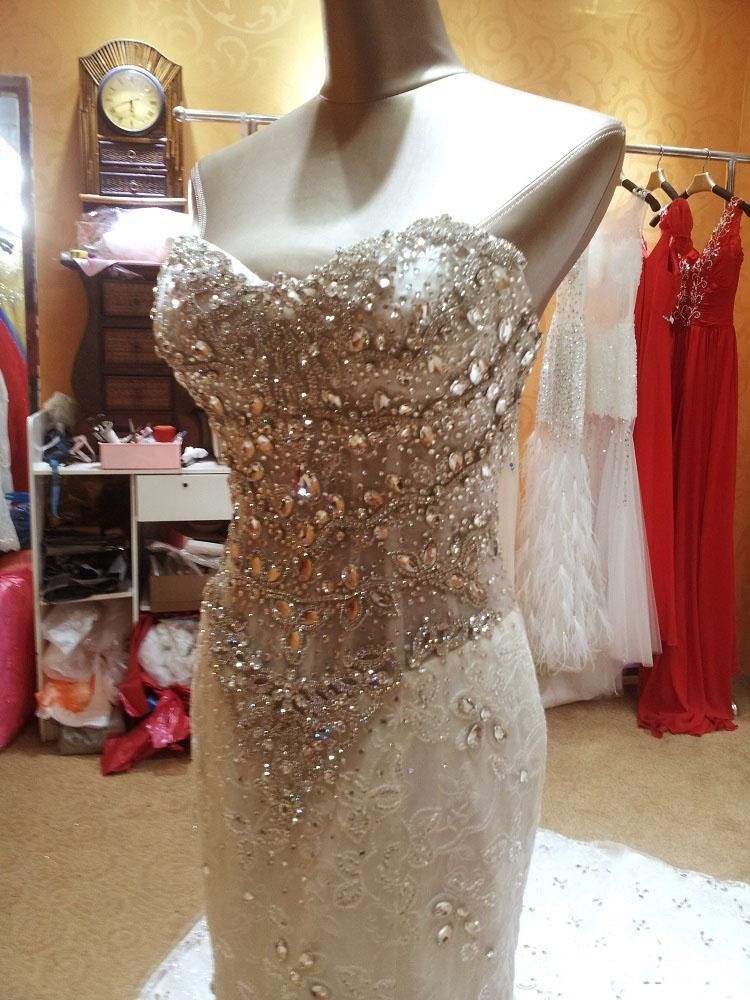 Luxurious Crystal Diamond Beaded Mermaid Wedding Dresses