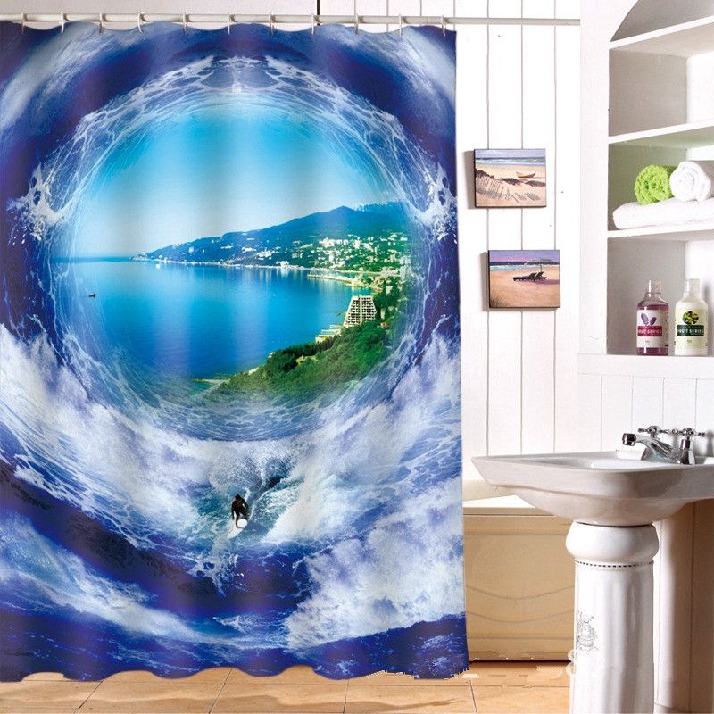 2019 Seaside Scenery Shower Curtains Custom 3d Bath Curtains