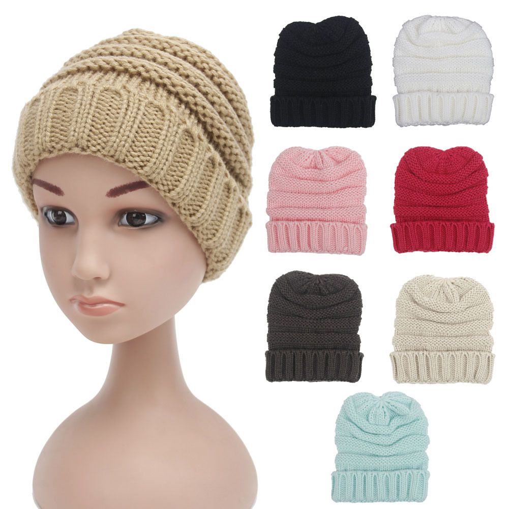 2020 Beanie Hats For Kids Winter Crochet Knit Solid Hats For Boys Girls ...