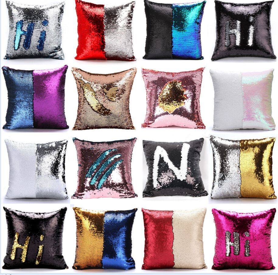 sequin pillow case cover mermaid pillow cover glitter reversible