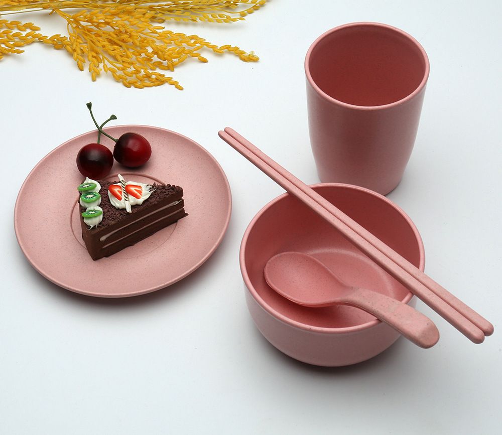 Japanese Style Wheat Insulated Childrens Rice Soup Bowl Chopsticks