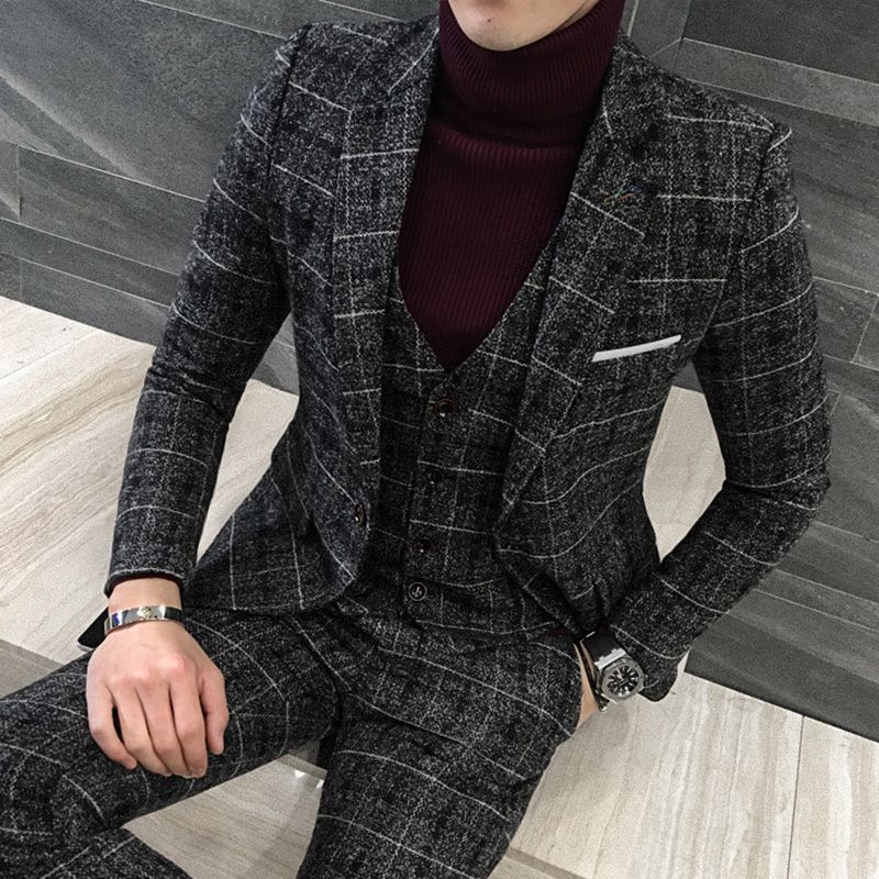 grey check pant coat