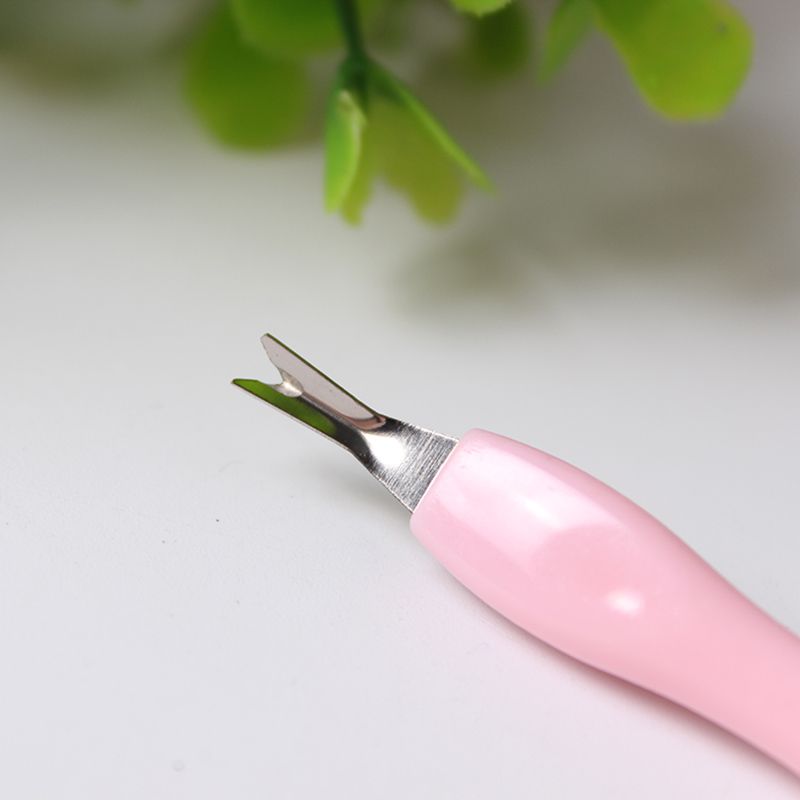 V Shape Blade Cuticle Pusher Trimmer Plastic Handle Stainless Steel