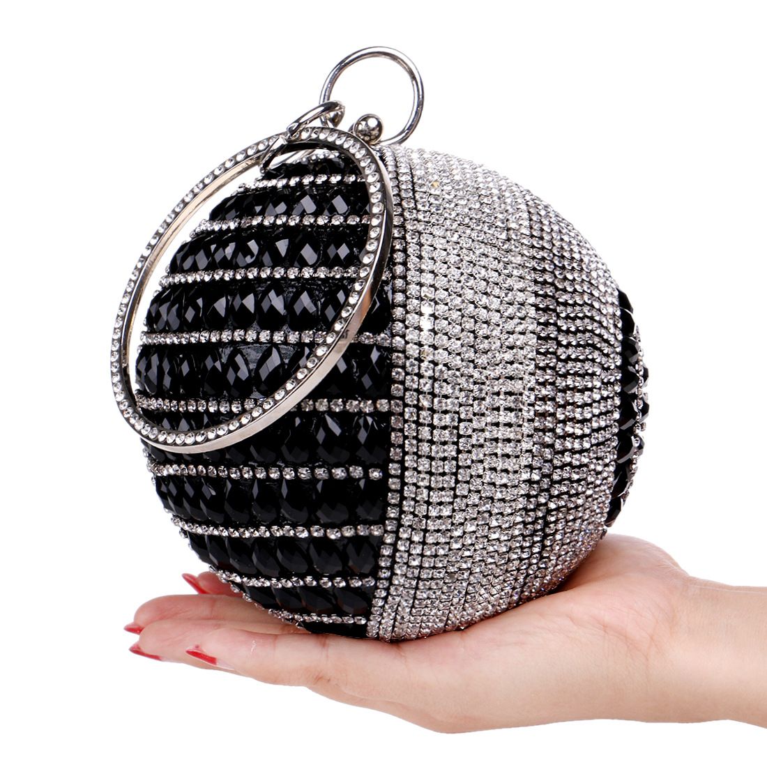 Red Silver Ball Clutch Bag/Rhinostone Evening Purse Handbag /Fancy ...