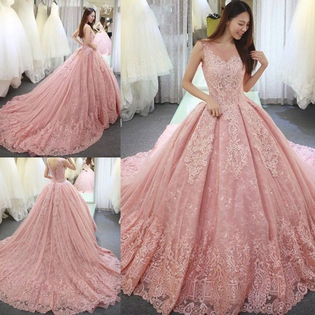 Luxurious Pink  Ball  Gown  Quinceanera  Dresses  Appliques 