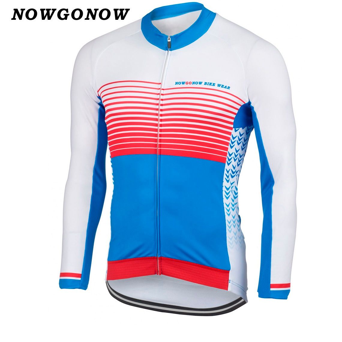 새로운 핫 2017 자전거 저지 의류 긴 소매 빨간색 파란색 흰색 레트로 팀 자전거 착용 mtb 도로 bicyle 사이클 maillot ciclismo 여름 NOWGONOW