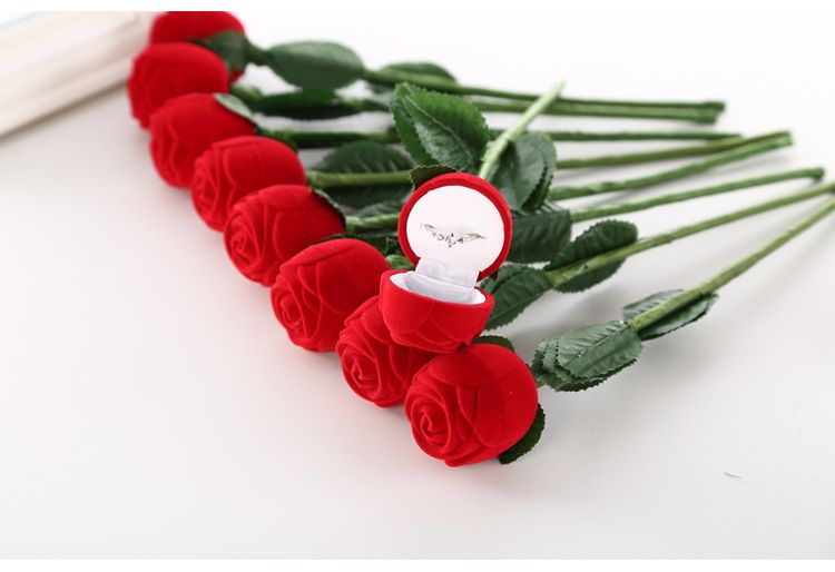 결혼에 대한 [간단한 세븐] 로맨틱 발렌타인 데이 장미 반지 상자 플라스틱 풀어 디스플레이 보석 상자 귀걸이 귀 스터드 케이스