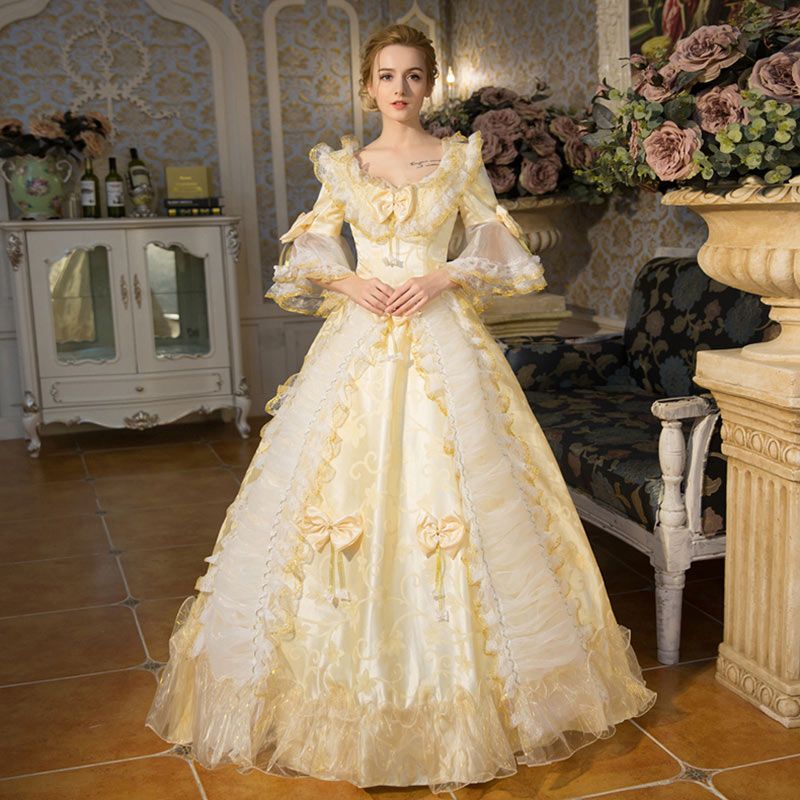Best Seller Champagne Rococo Baroque Marie Antoinette Party Dress 18th Century Renaissance