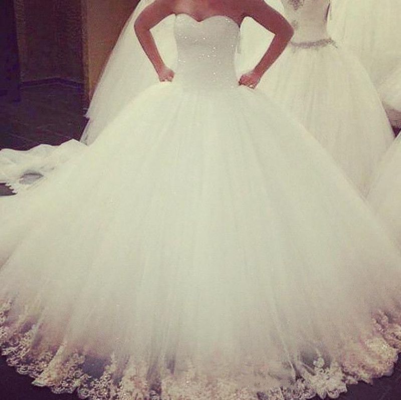 Discount Fluffy Princess Ball Gown Wedding Dresses Sparkly Sequin ...