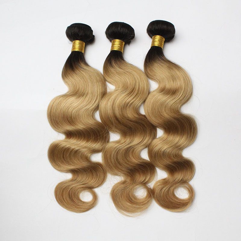 Brazilian Ombre Hair Weft Two Tone Dark Root 1B/613 1b/Grey 1b/27 Blonde Peruvian Body Wave Human Hair soft Cheap Hair Bundles